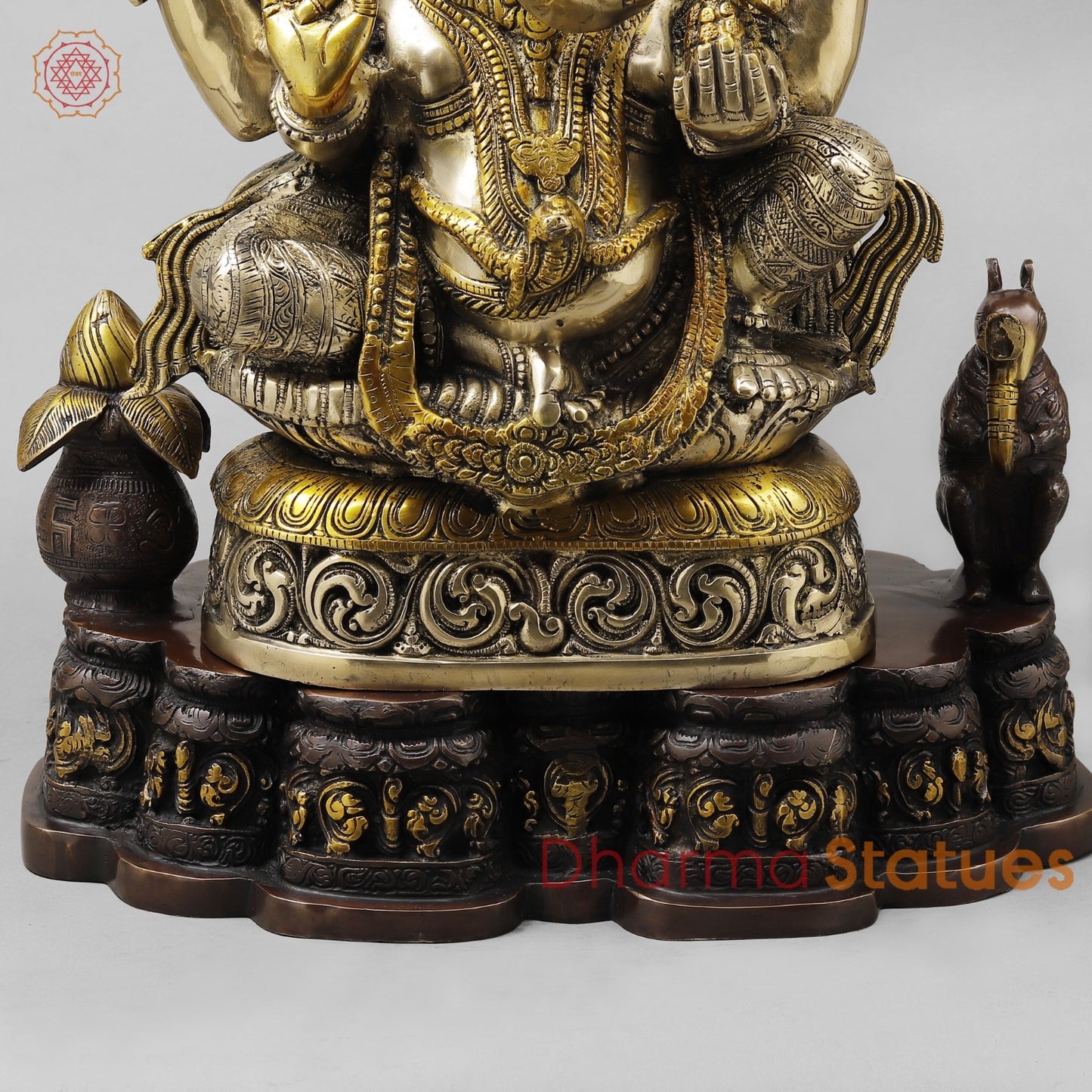 Brass Ganesh Seated Under Tree , Royal Brown & Smooth Finish 29”
