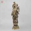 Majestic Brass Lord Krishna Standing on Lotus, smooth finish 30”