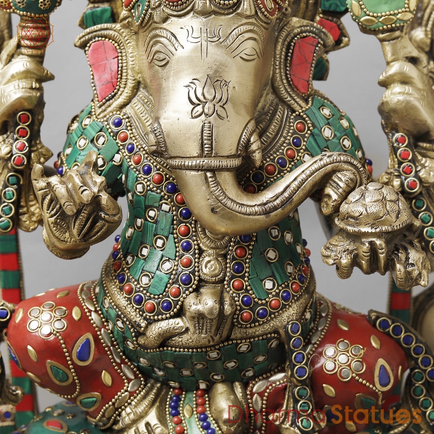 Brass Lord Ganesha on Royal Throne Stone Studded 26.5”