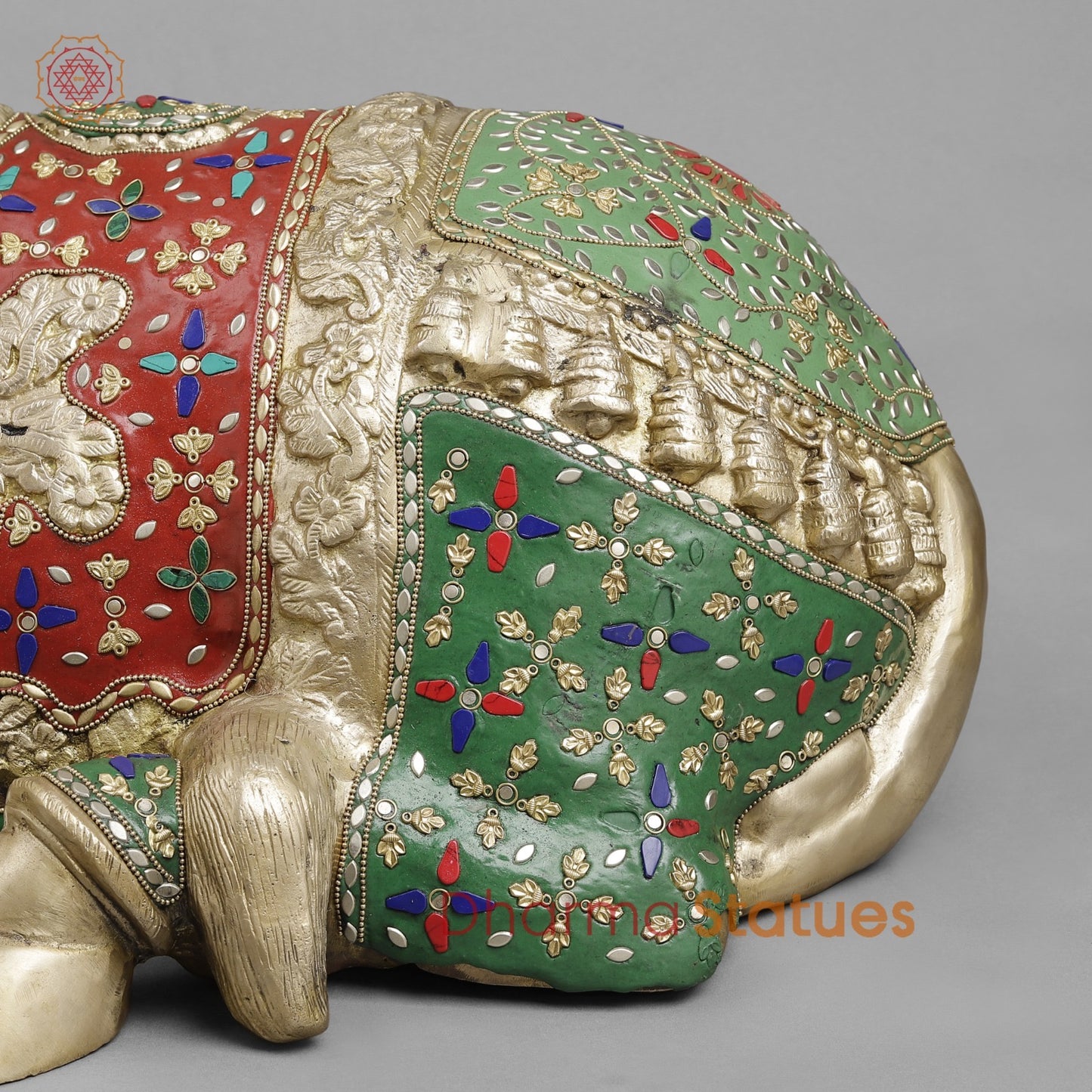 Brass Nandi Seated , Floral Stone Work 22” ( Exclusive )