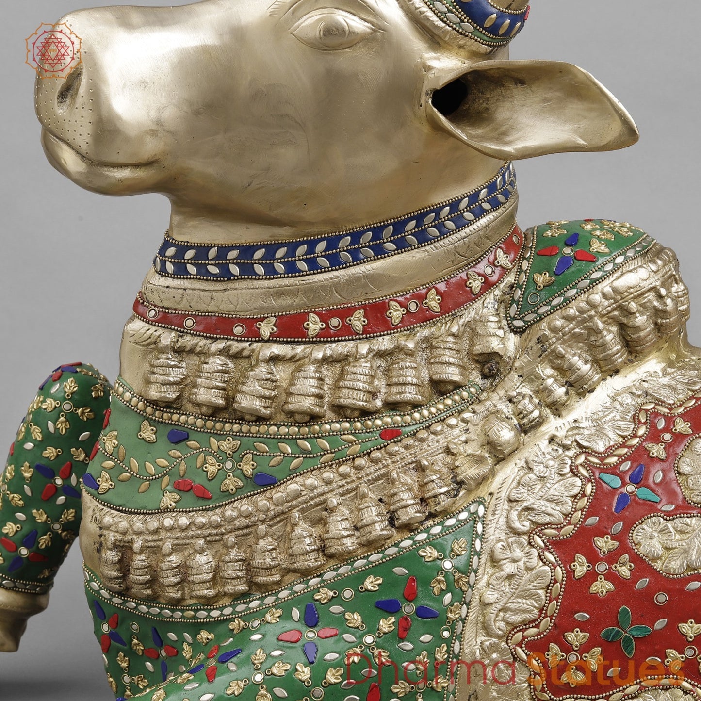 Brass Nandi Seated , Floral Stone Work 22” ( Exclusive )