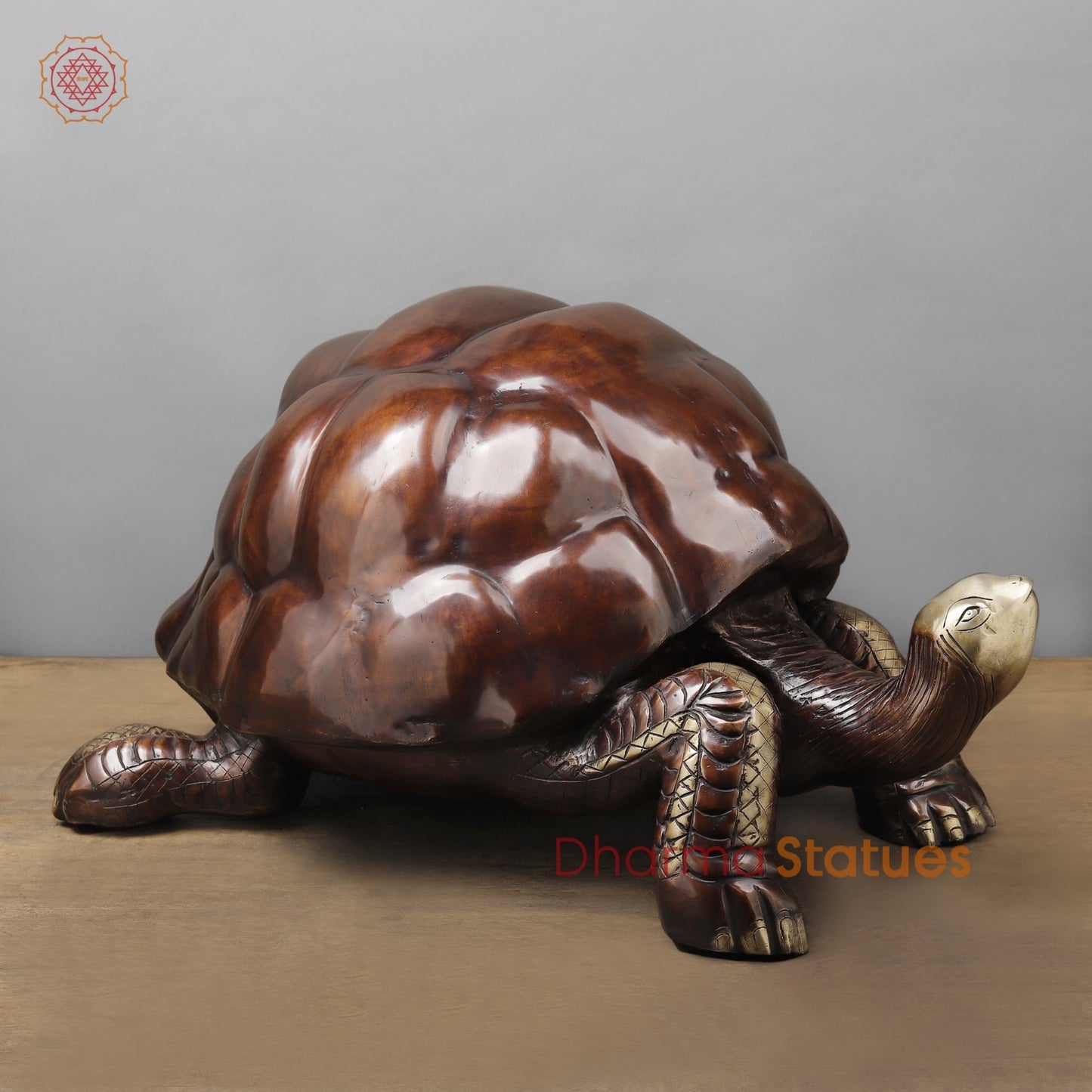 Brass Japanese Tortoise, Rich Brown Finish 15”