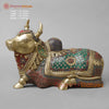 Brass Divine Nandi Seated , Stone work 10”