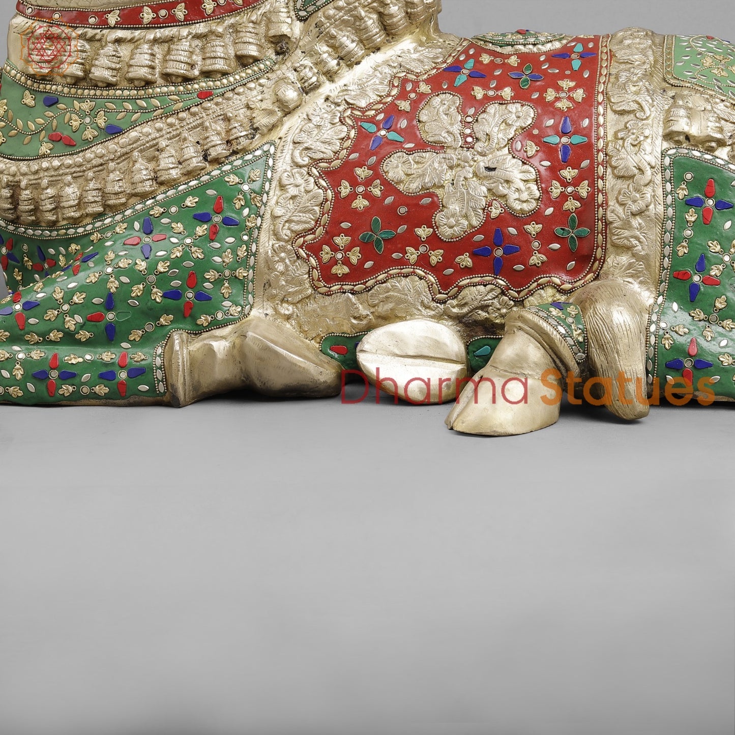 Brass Nandi Seated , Floral Stone Work 22” ( Exclusive )