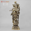 Majestic Brass Lord Krishna Standing on Lotus, smooth finish 30”