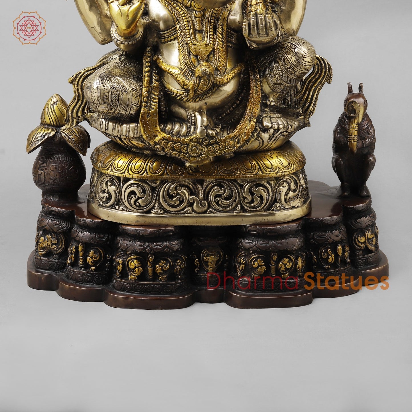 Brass Ganesh Seated Under Tree , Royal Brown & Smooth Finish 29”