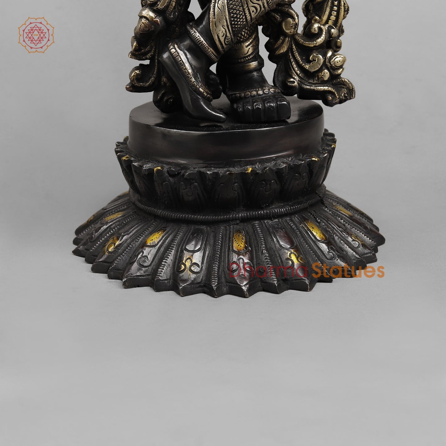 Brass Krishna Standing On Blooming lotus Pedestal 22.5”