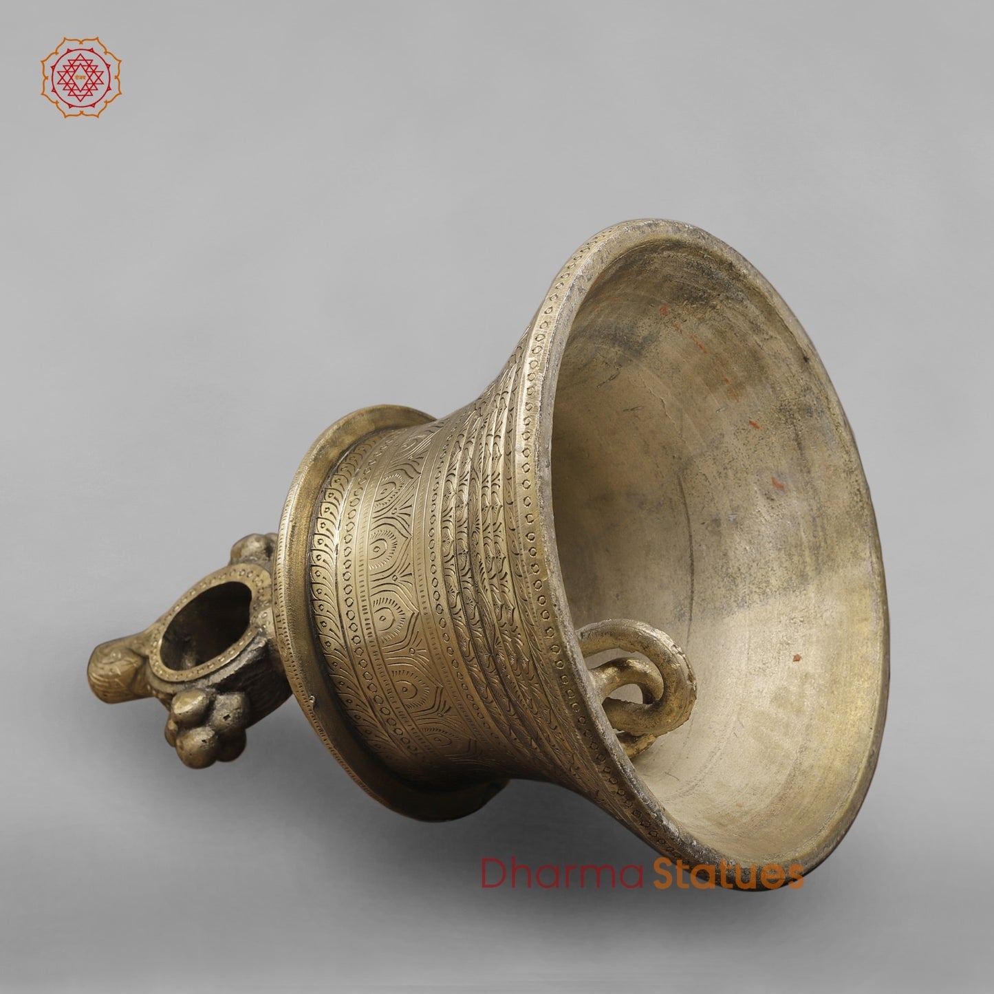 Brass Majestic Bell Hanging With Fine Carving 23”
