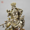 Majestic Brass Lord Krishna Standing on Lotus, smooth finish 30”