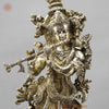 Majestic Brass Lord Krishna Standing on Lotus, smooth finish 30”