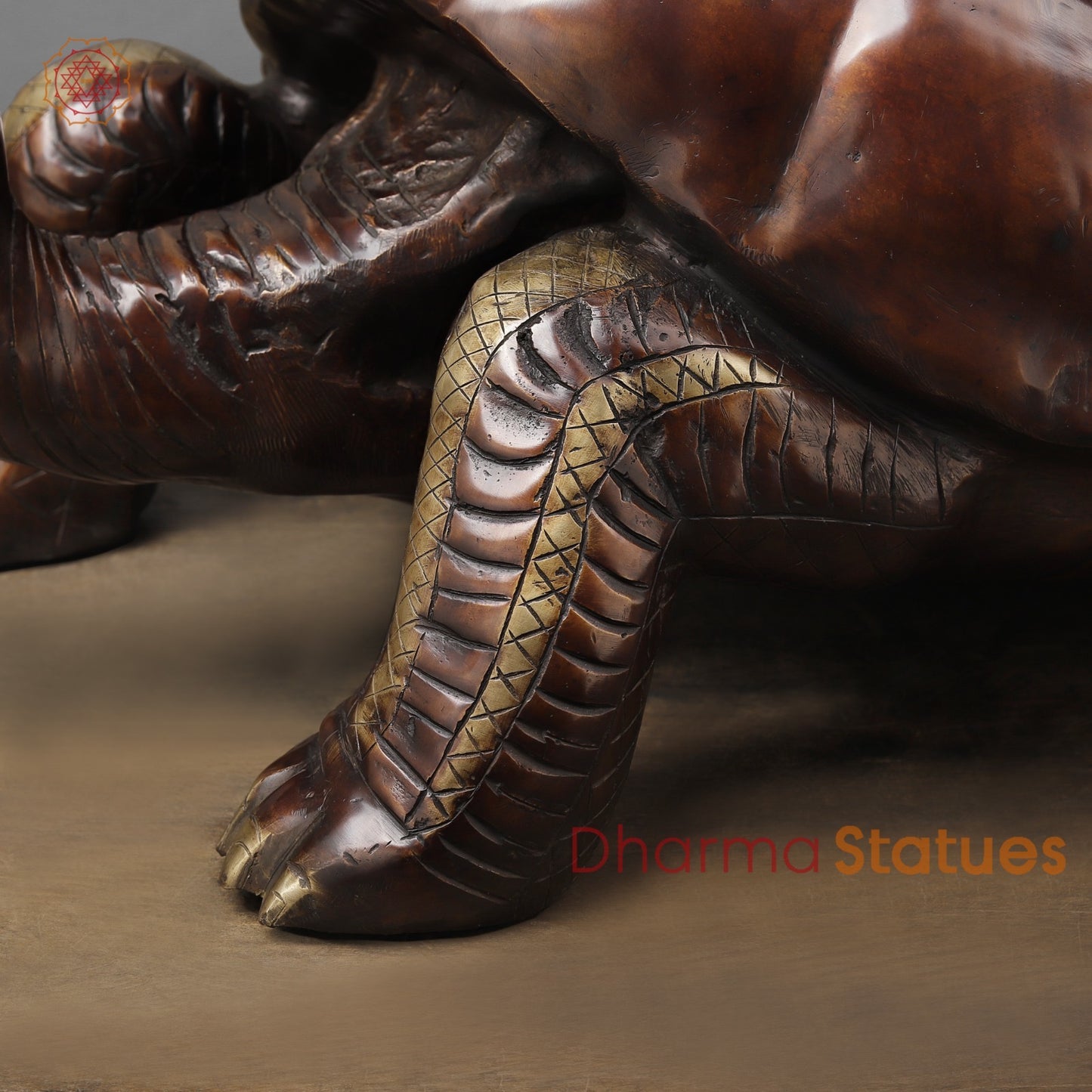 Brass Japanese Tortoise, Rich Brown Finish 15”