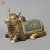 Brass Divine Nandi Seated , Stone work 10”