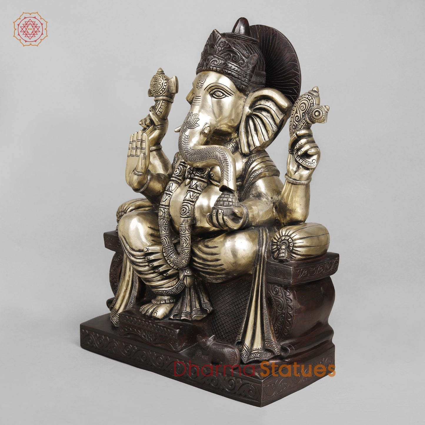 Majestic Lord Ganesha Brass Idol – A Symbol of Wisdom, Success & New Beginnings 24.5”