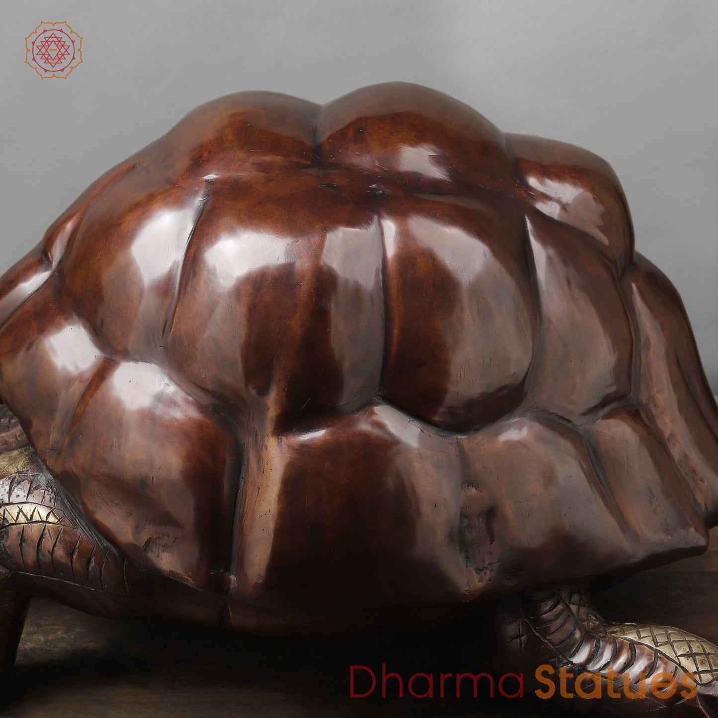 Brass Japanese Tortoise, Rich Brown Finish 15”