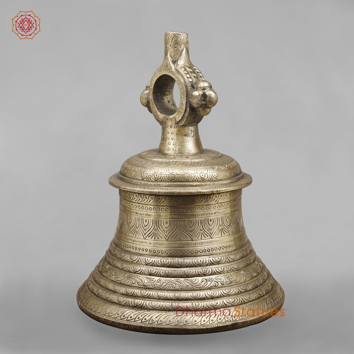 Brass Majestic Bell Hanging With Fine Carving 23”