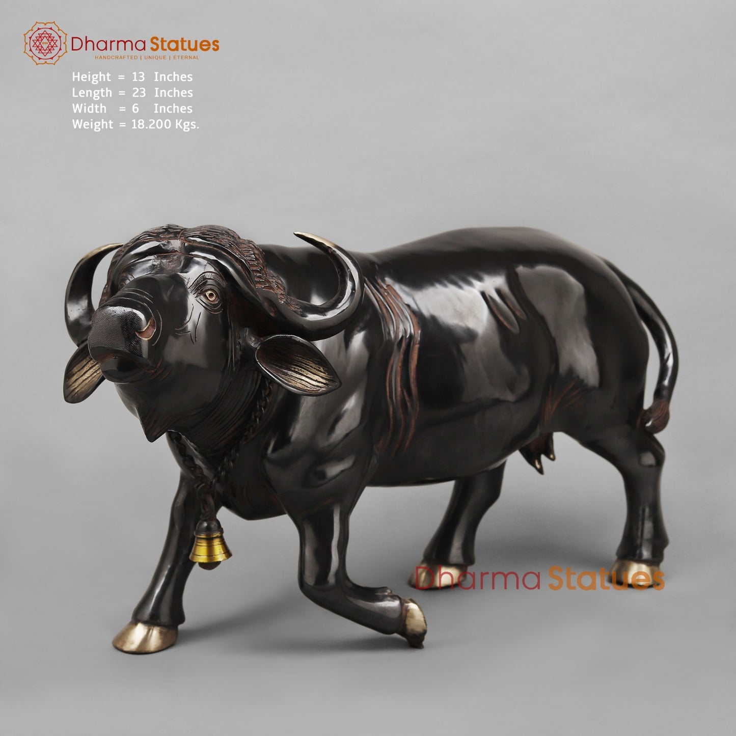 Brass Standing Buffalo, Deep Black finish 23”