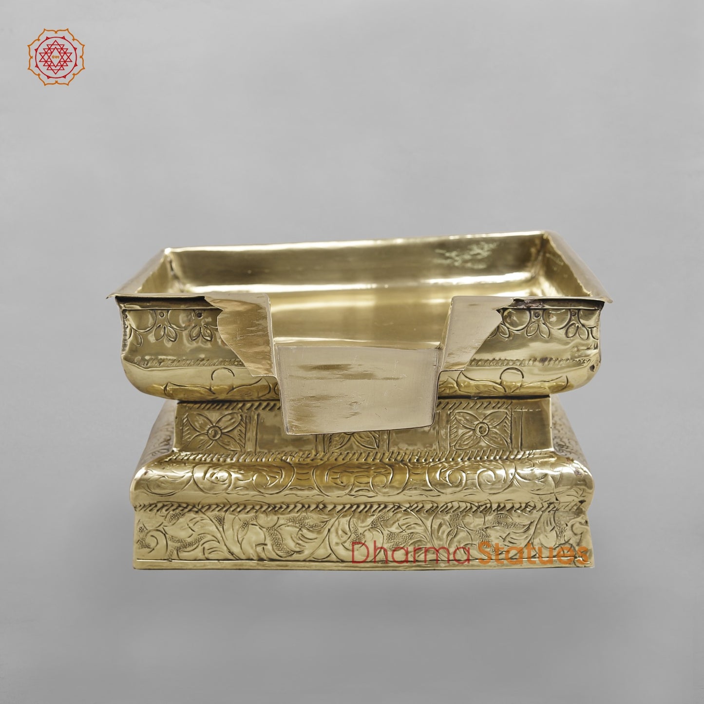 Brass Abhishekam Patra, Brass Finish 12” x 12”