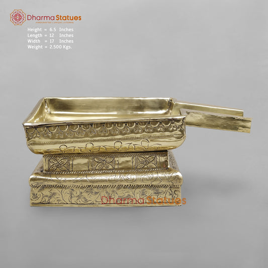 Brass Abhishekam Patra, Brass Finish 12” x 12”