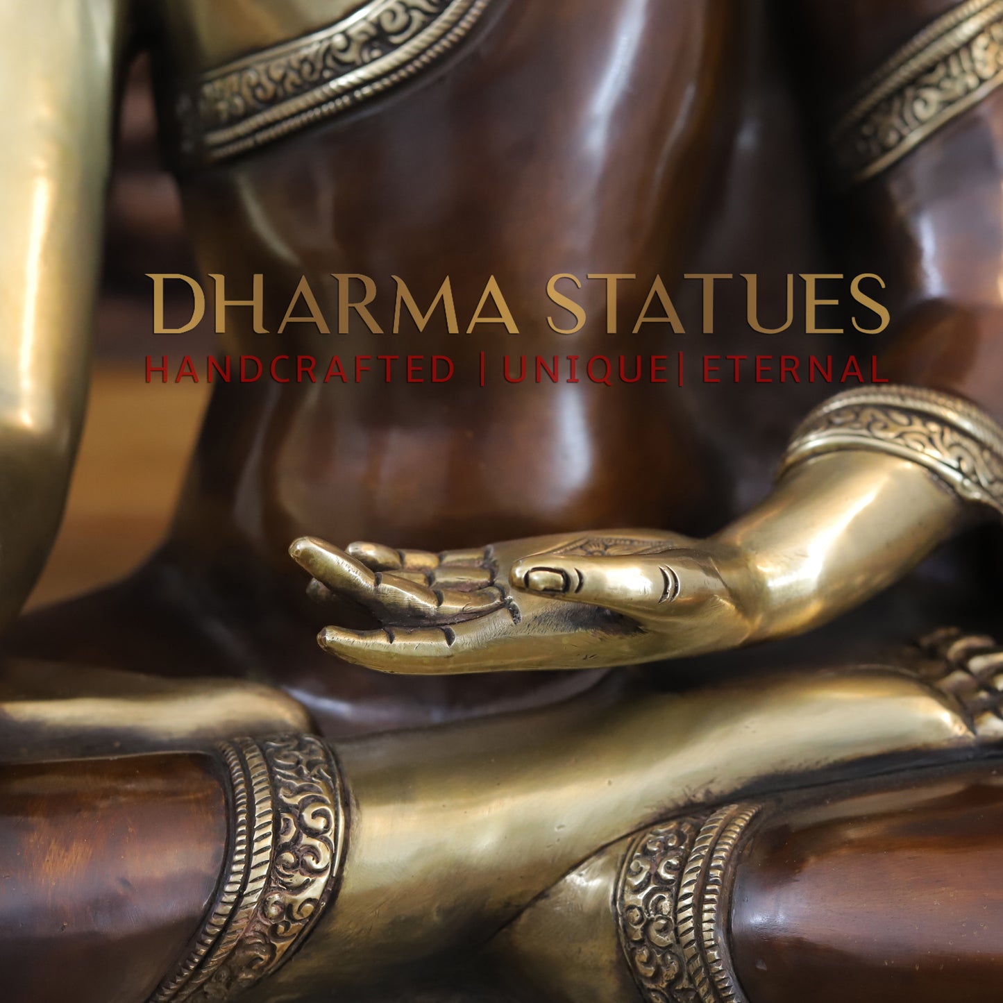 Brass Buddha in Varada Mudra, Copper and Gold Finish, 18"