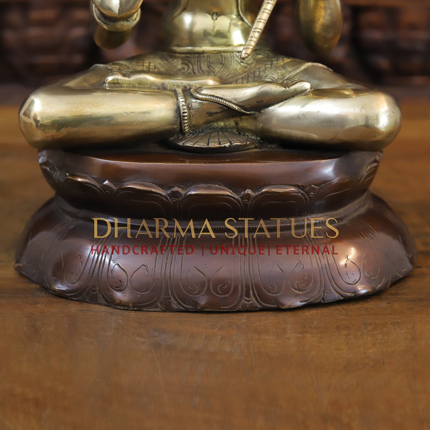 Brass Hanuman Seated in Blessing Position, Gold and Copper Finish, 16"