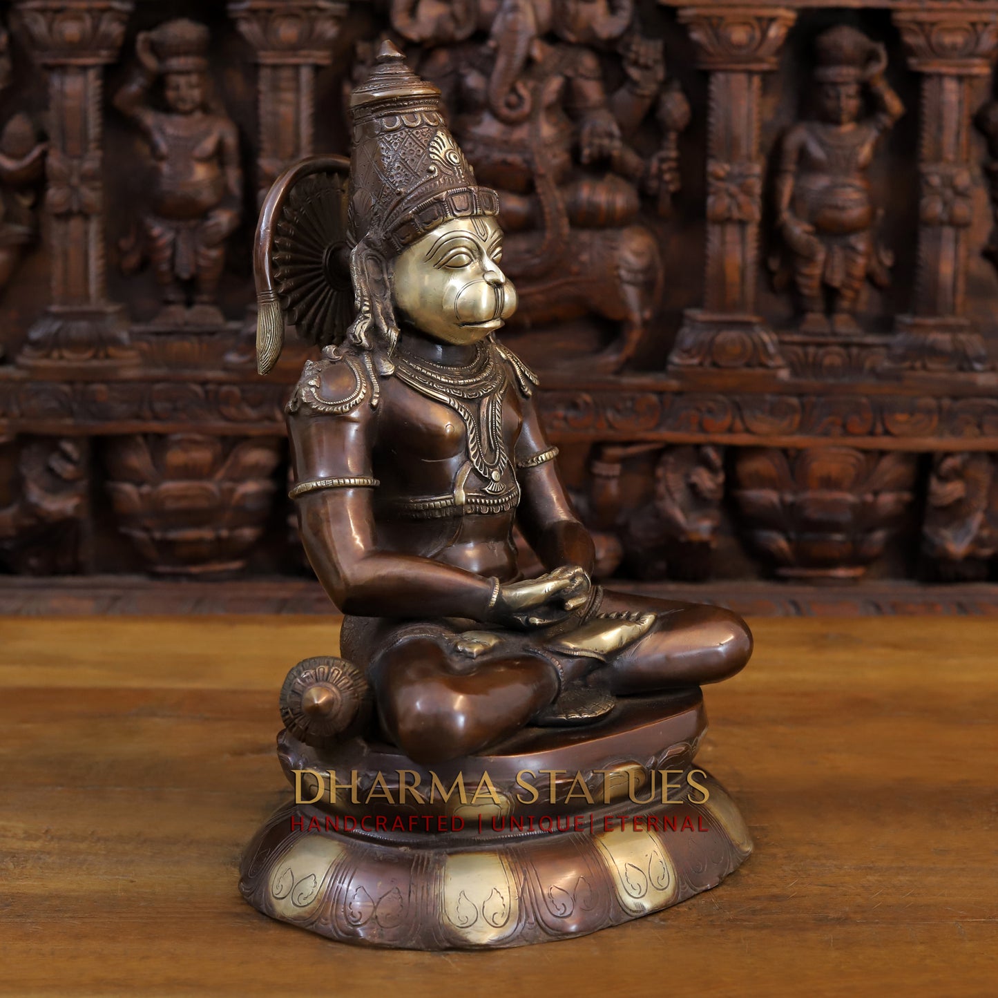 Brass Hanuman Seated, Copper & Gold Finish, 16"