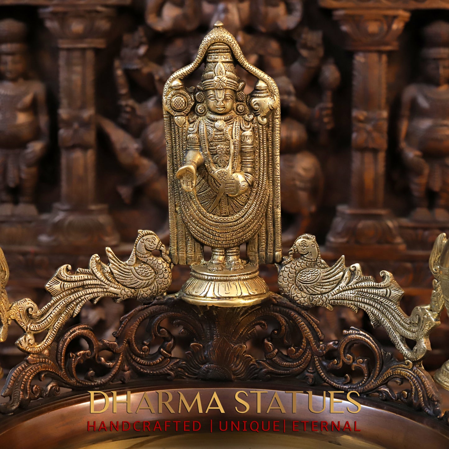 Brass Urli with Tirupati balaji with vishnu dashavtars, Copper & Golden Finish, 17"