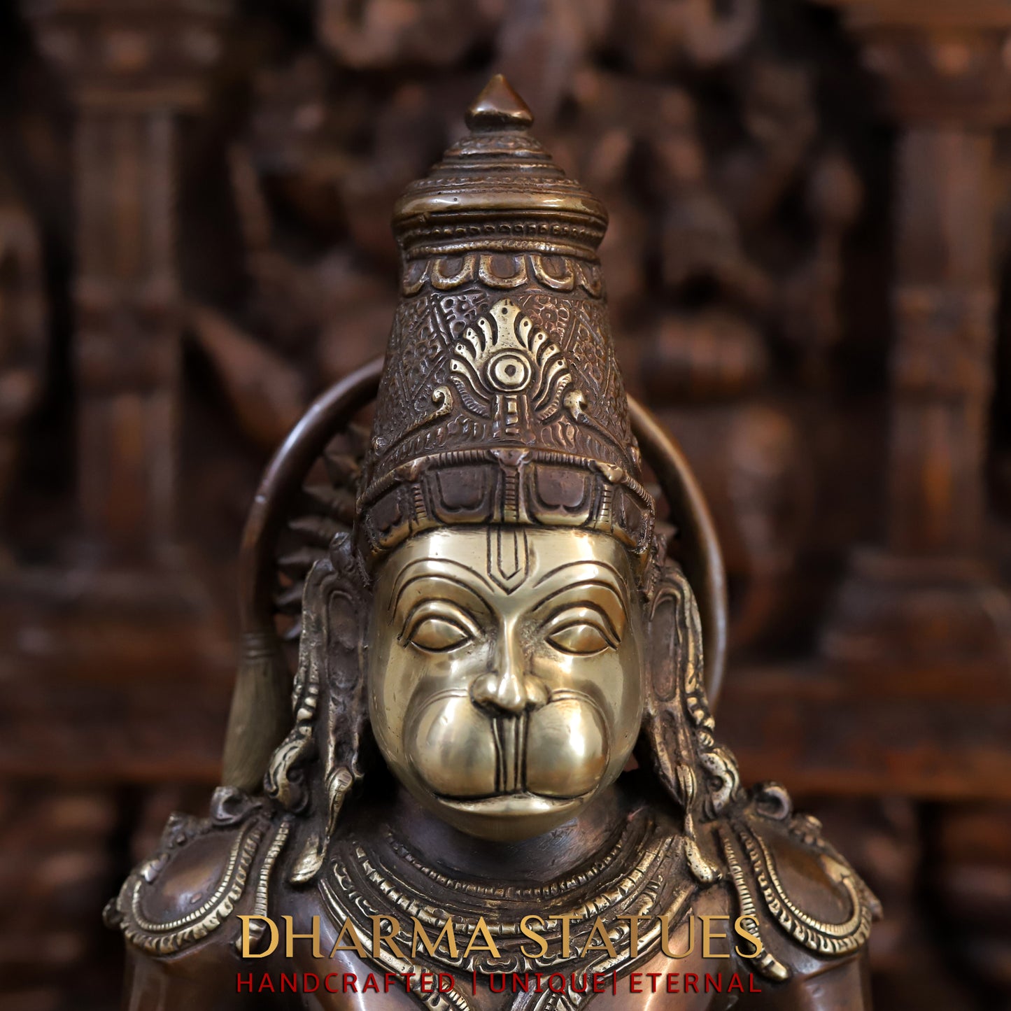 Brass Hanuman Seated, Copper & Gold Finish, 16"