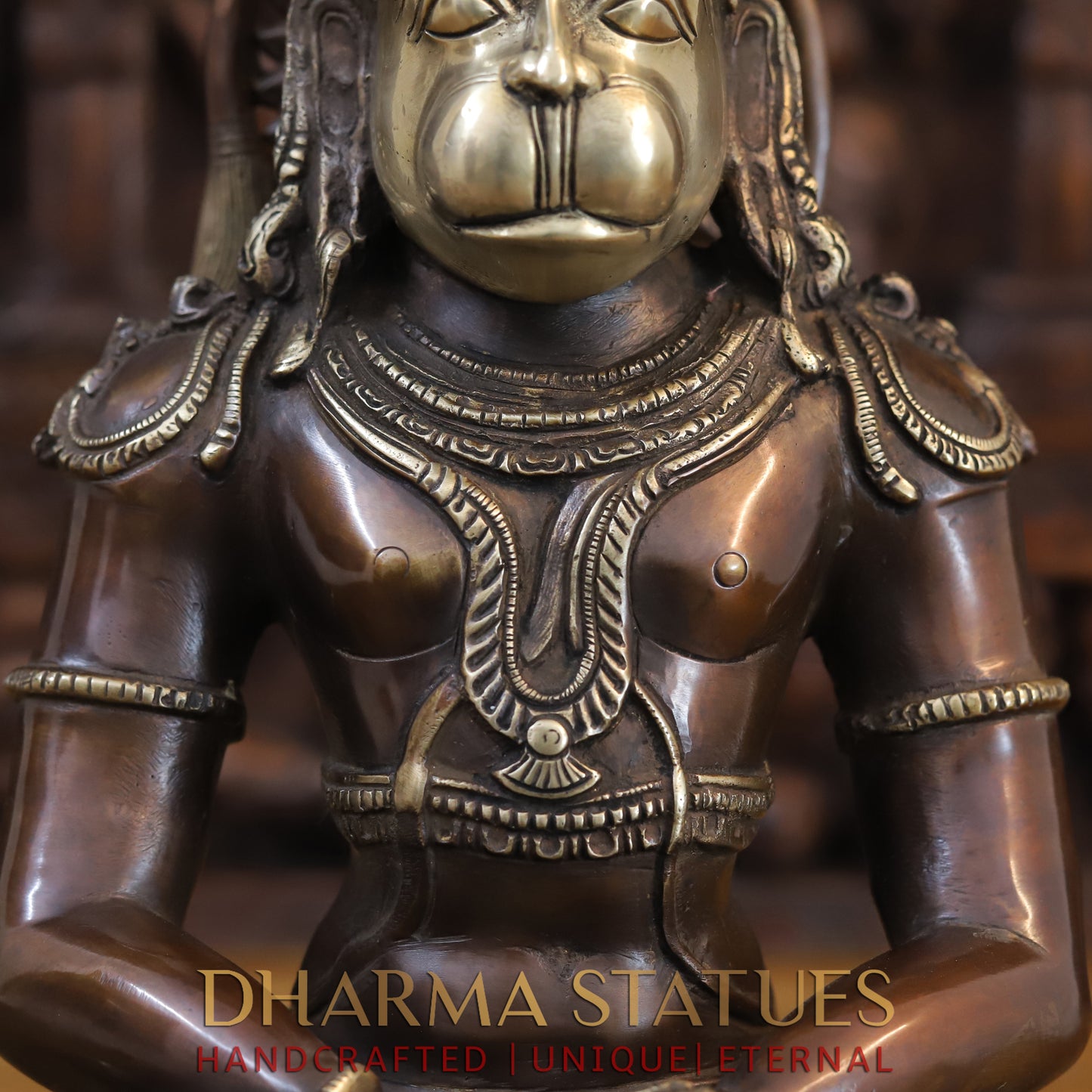 Brass Hanuman Seated, Copper & Gold Finish, 16"