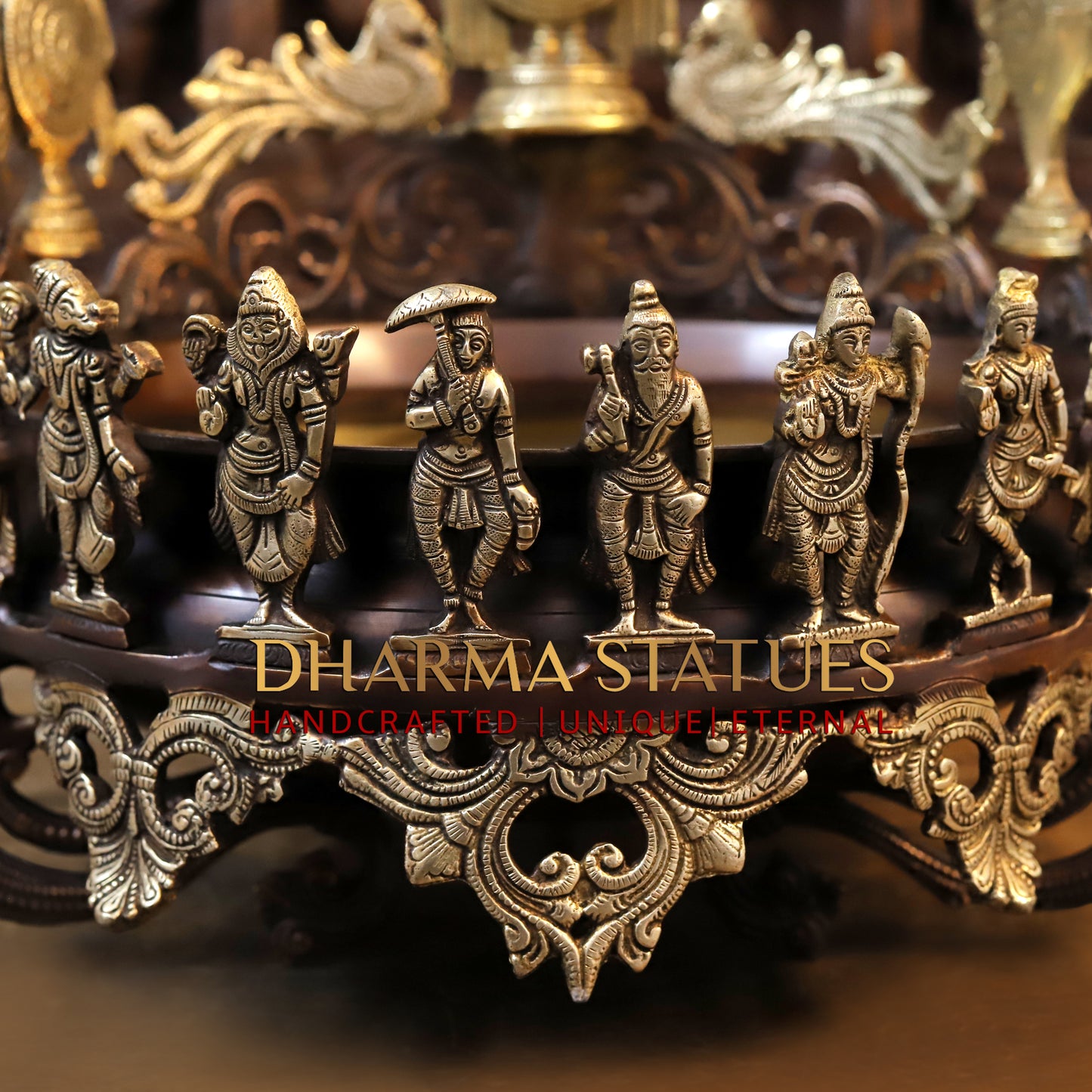 Brass Urli with Tirupati balaji with vishnu dashavtars, Copper & Golden Finish, 17"