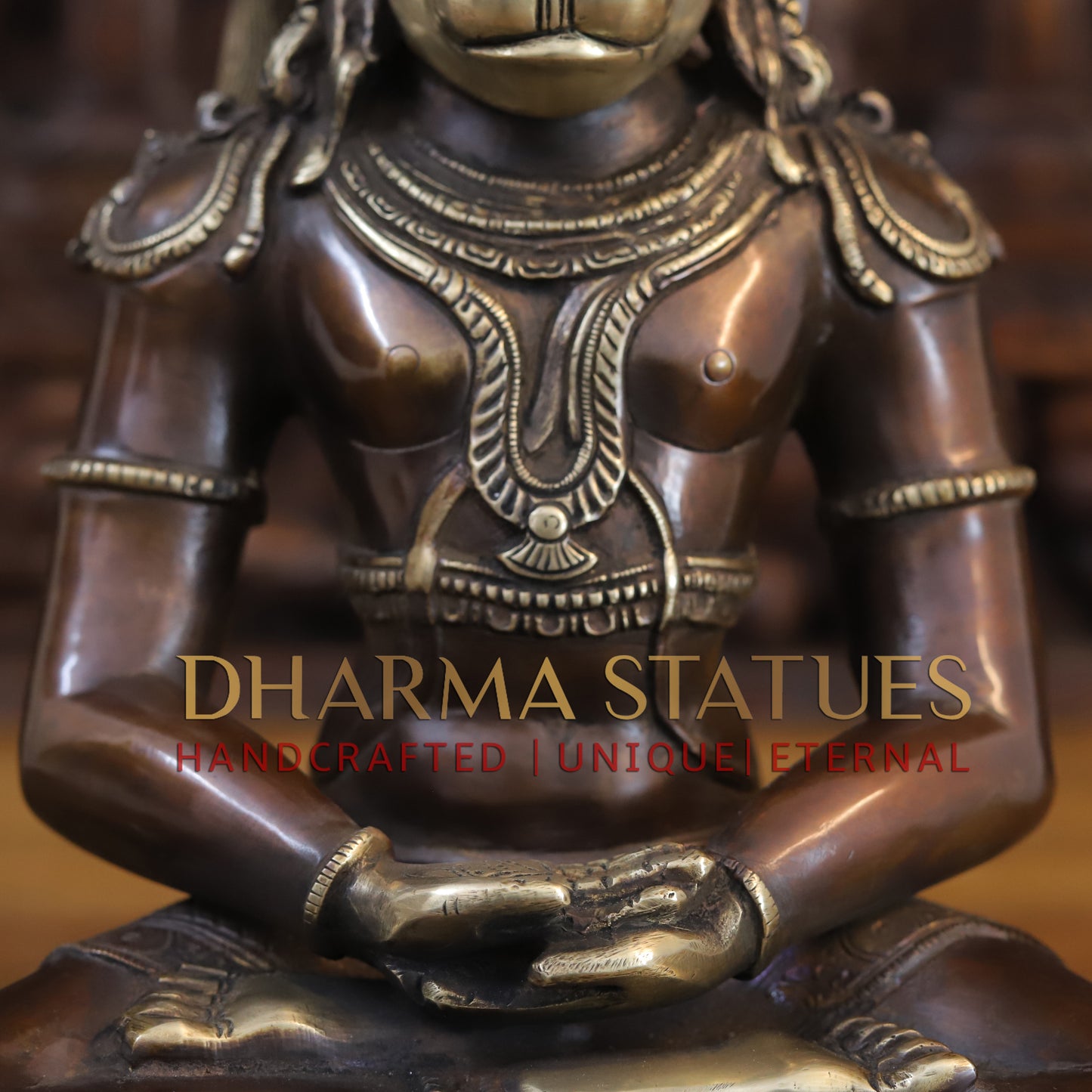 Brass Hanuman Seated, Copper & Gold Finish, 16"
