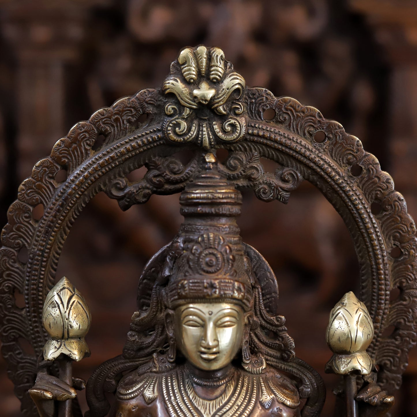 Brass Lakshmi Standing Blessing Position, Copper & Gold Finish, 16.5"