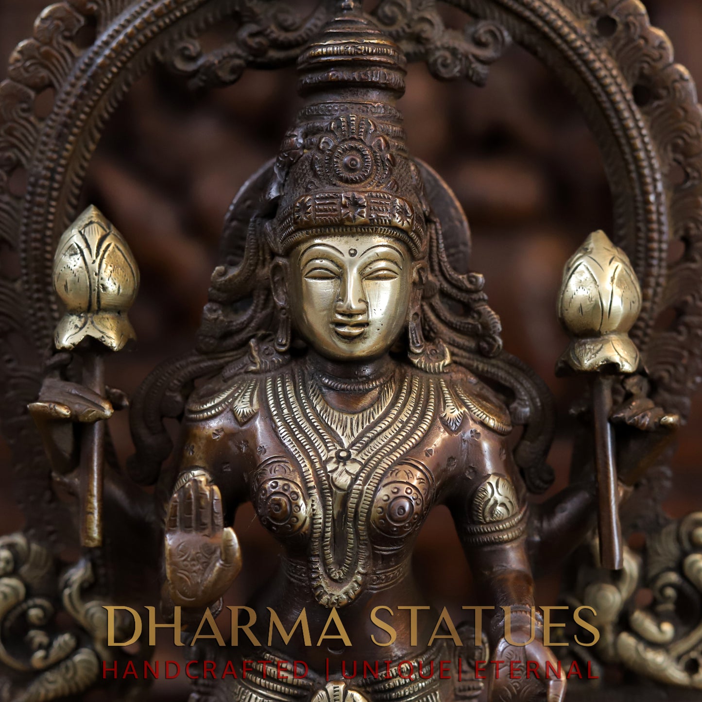Brass Lakshmi Standing Blessing Position, Copper & Gold Finish, 16.5"
