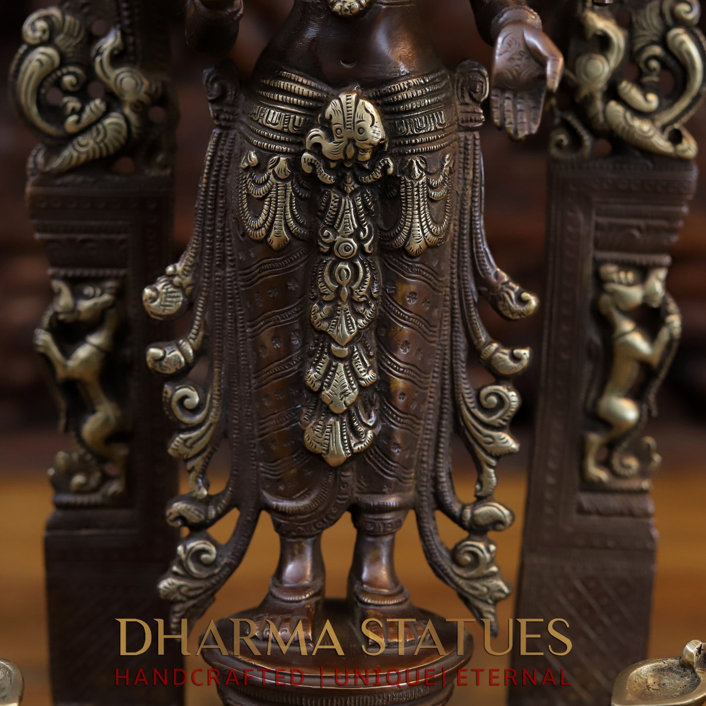 Brass Lakshmi Standing Blessing Position, Copper & Gold Finish, 16.5"