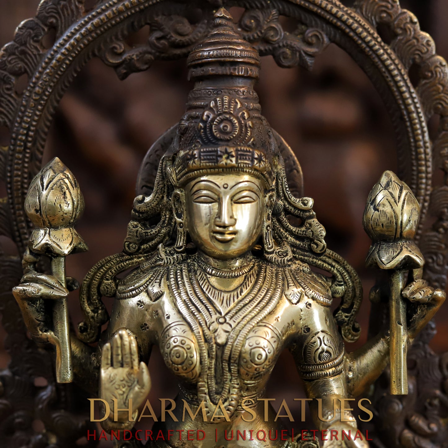Brass Lakshmi Standing Blessing Position, Copper & Gold Finish, 16"