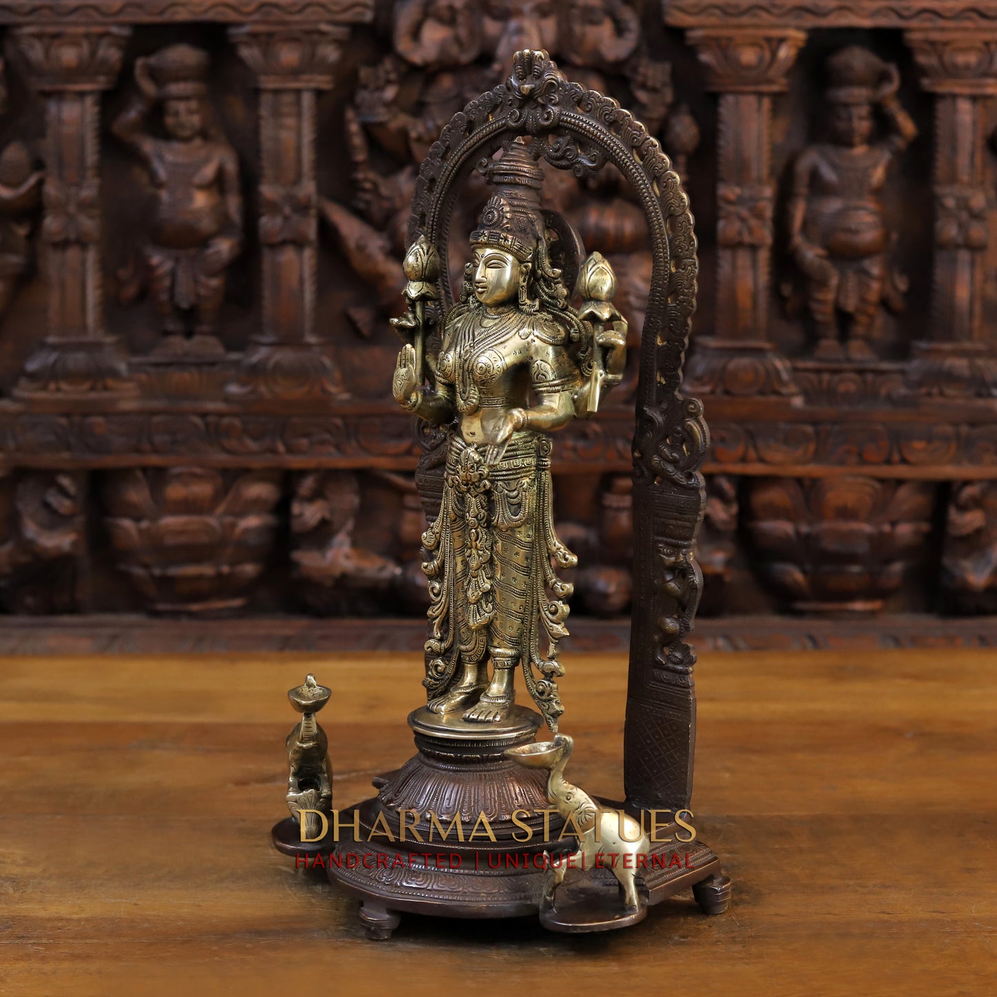 Brass Lakshmi Standing Blessing Position, Copper & Gold Finish, 16"