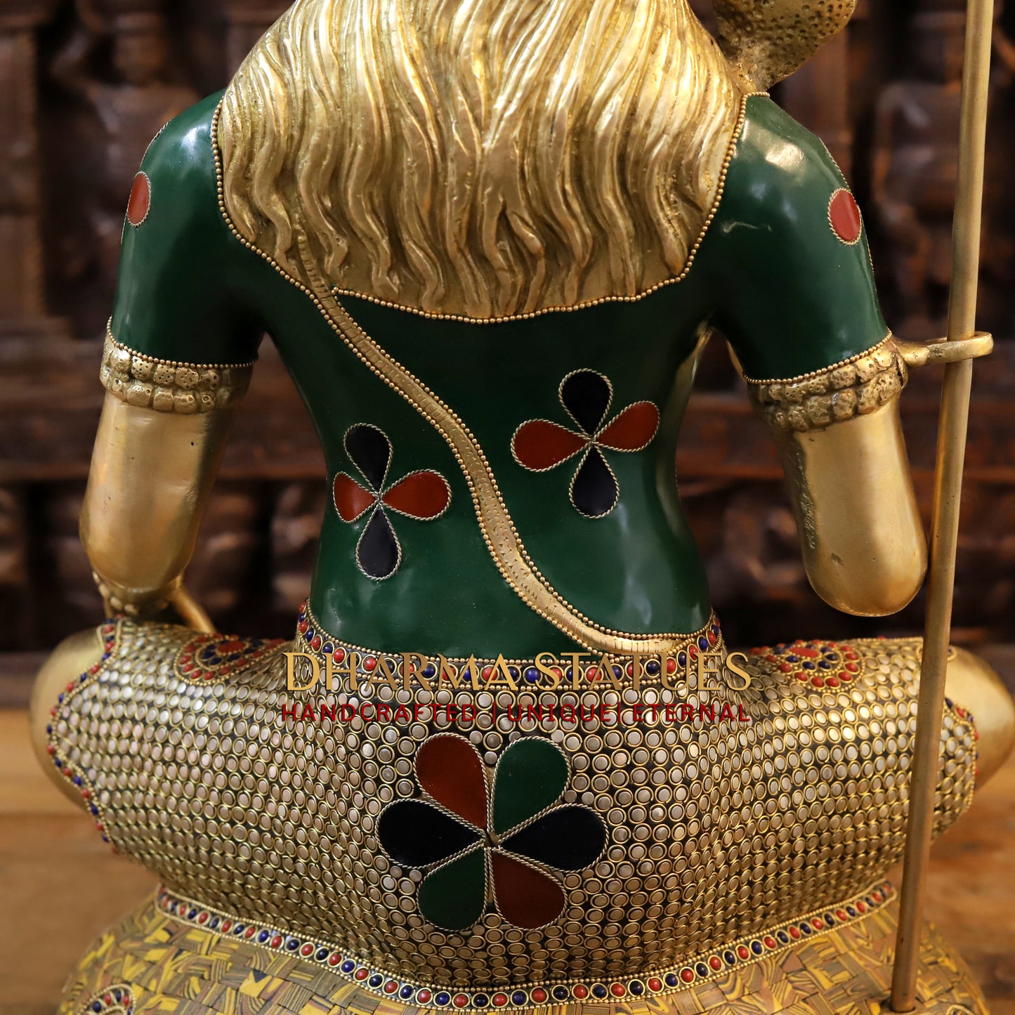 Brass Shiva seated in Blessing Posture, Stonework & Golden Finish, 23"