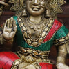 Durga Brass Statue, Sitting on a Mighty Lion, Stone work with Antique Gold Finish, 8.5"