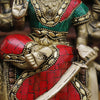 Durga Brass Statue, Sitting on a Mighty Lion, Stone work with Antique Gold Finish, 8.5"