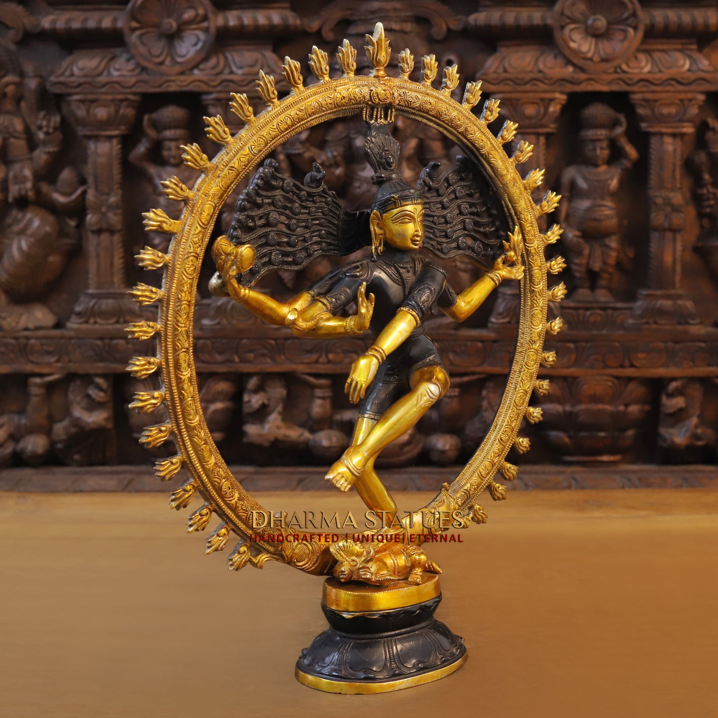 Brass Nataraja, Dancing Shiva, Copper & Golden Finish, 19"