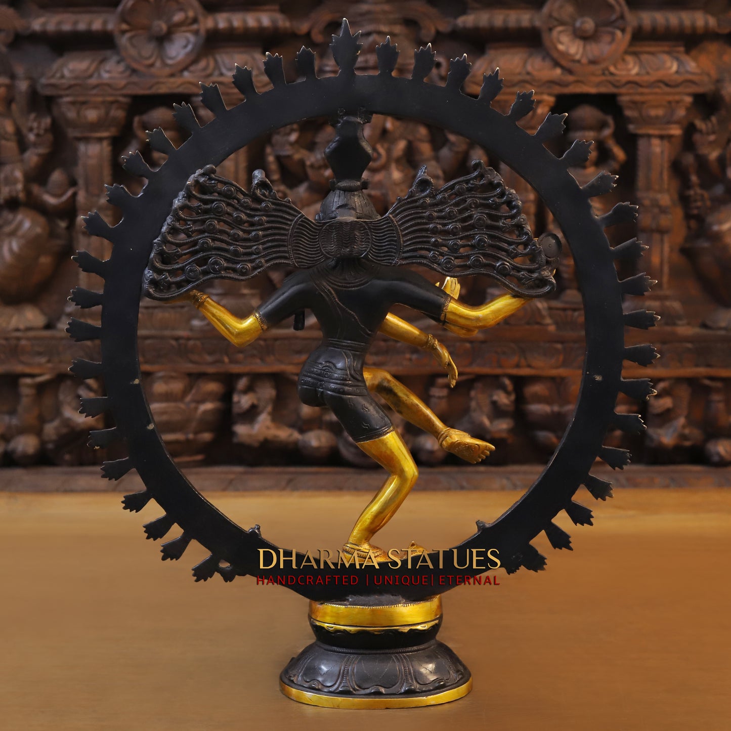 Brass Nataraja, Dancing Shiva, Copper & Golden Finish, 19"