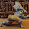 Brass Baby Ganesh Crawling Green finish 20.5"