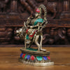 Brass Durga Statue, Seated on a Lion, Stonework with antique Gold Finish, 8"