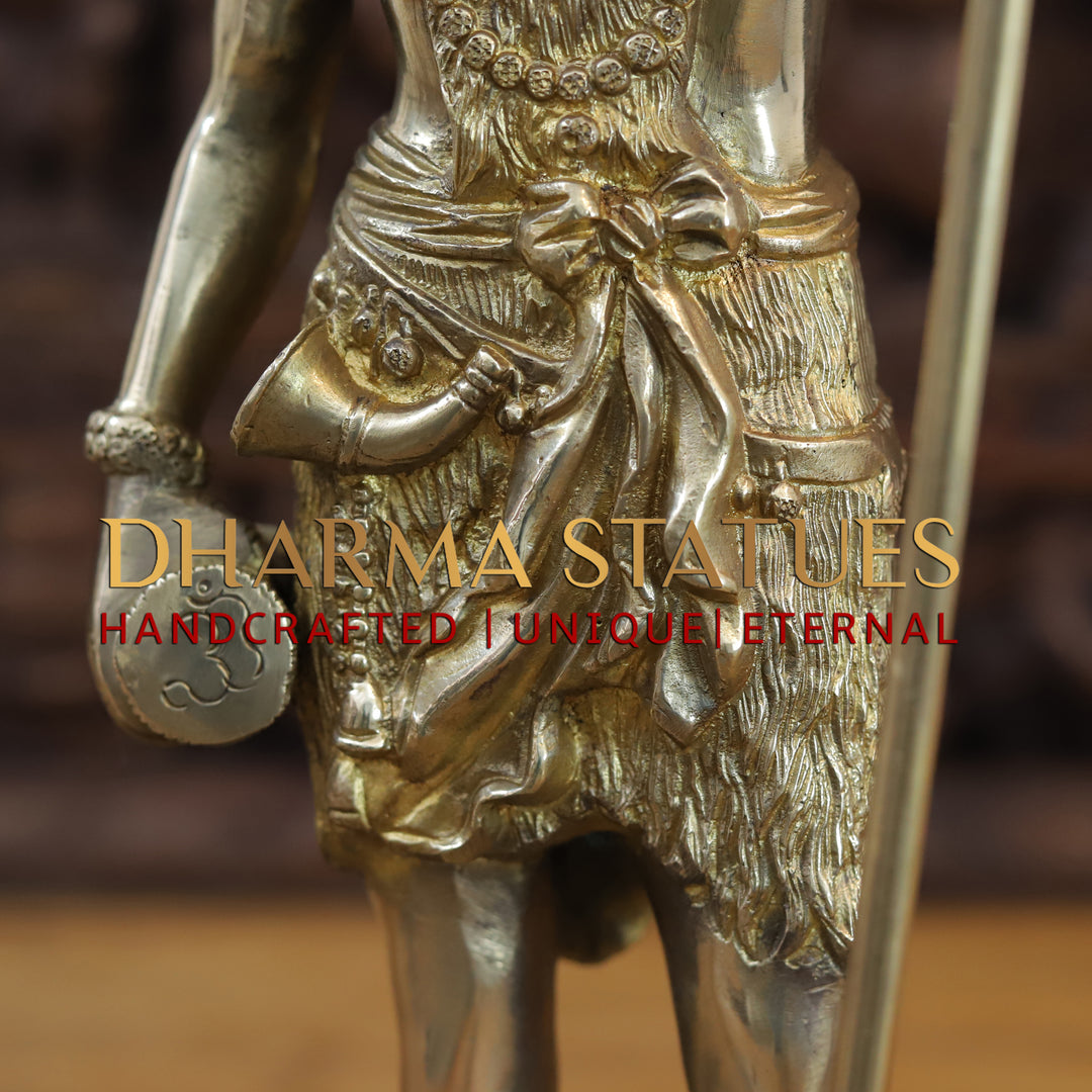 Brass Lord Shiva Statue, Holding a Trident, Fine Golden Finish 17.5"