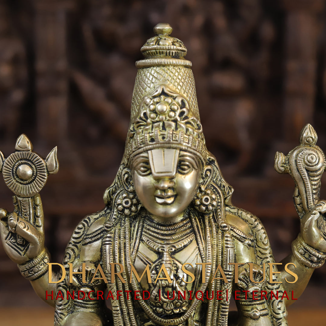 Brass Balaji Standing On Lotus base, Smooth Finish 16"