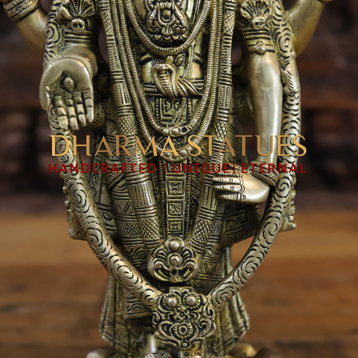 Brass Balaji Standing On Lotus base, Smooth Finish 16"