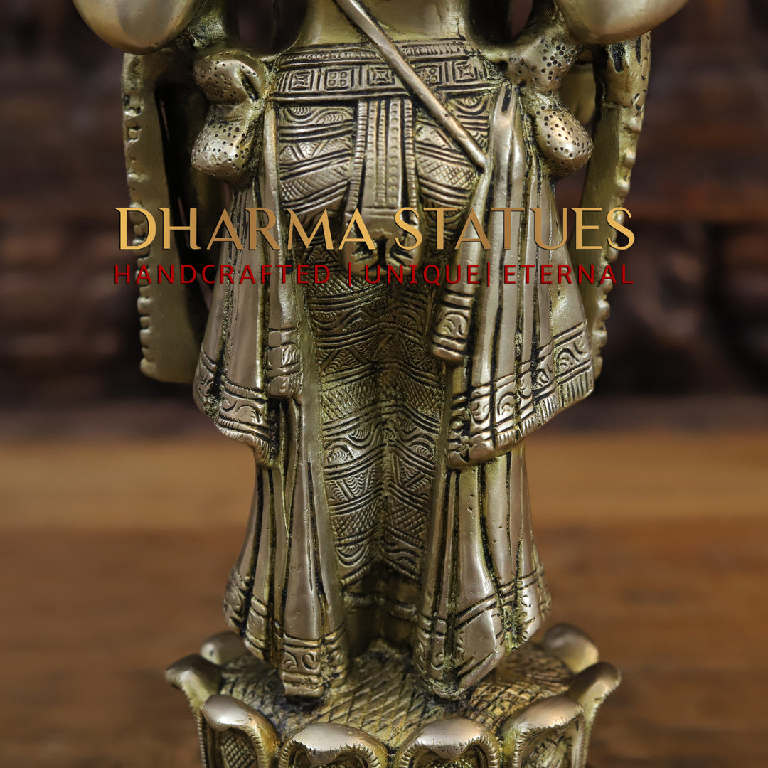 Brass Balaji Standing On Lotus base, Smooth Finish 16"