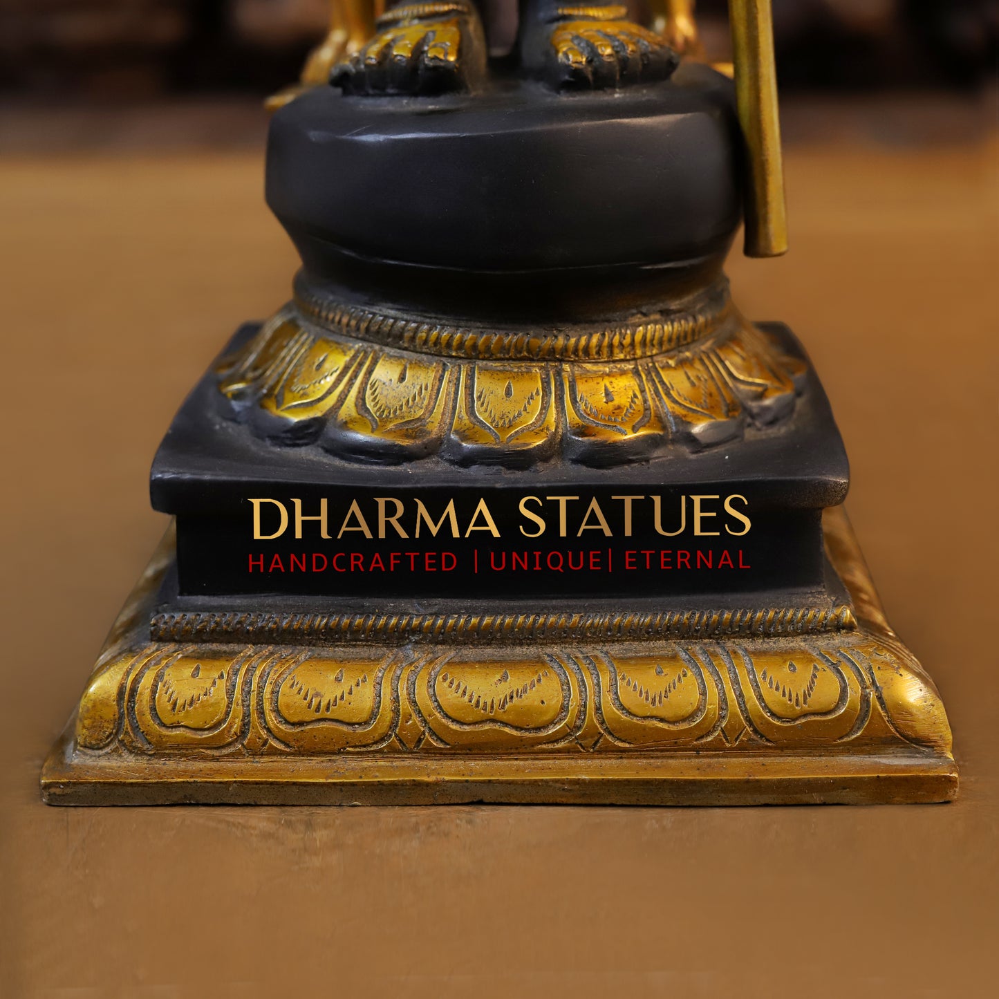 Brass Shiva Standing Four Armed, Black Patina & Golden Finish, 17.5"
