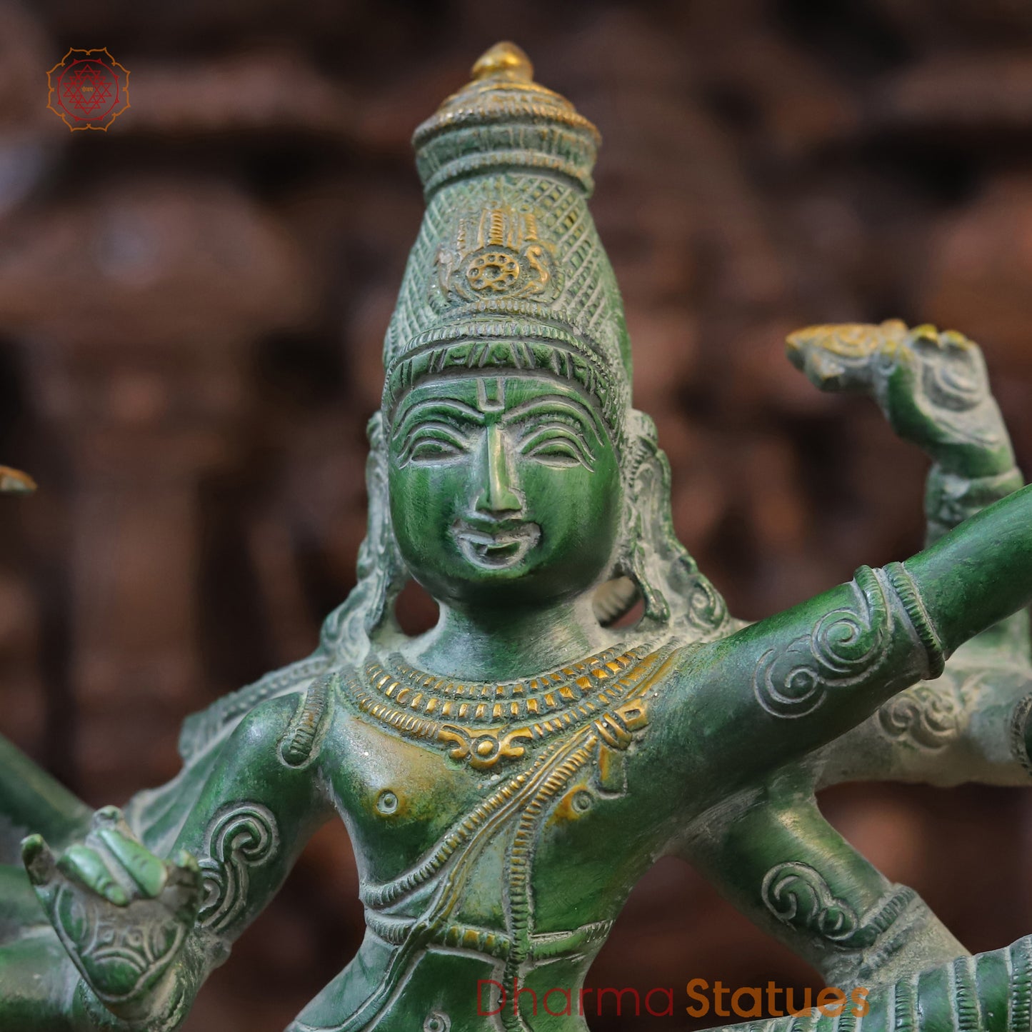 Brass Dancing Nataraja Statue, Green Patina, 12"