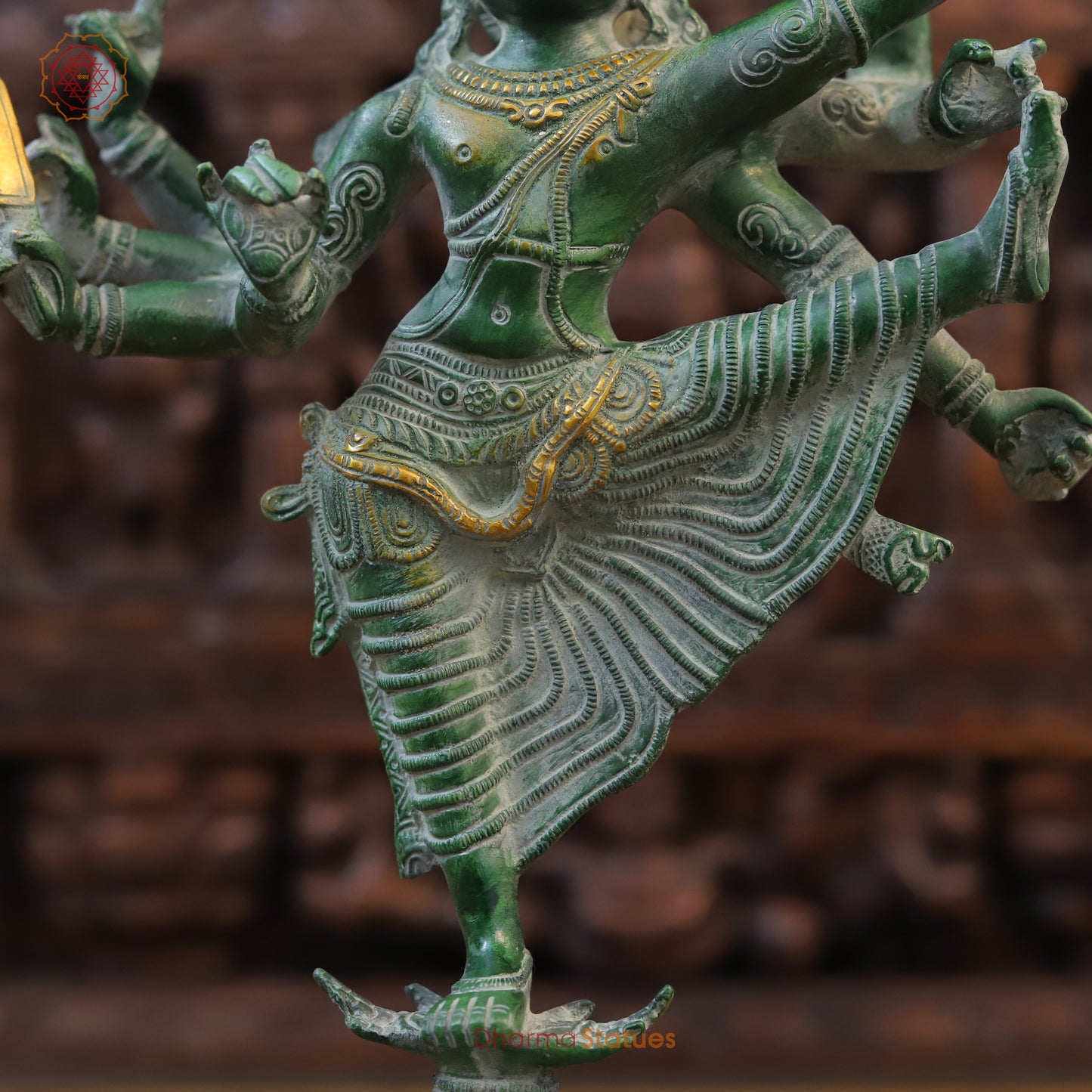 Brass Dancing Nataraja Statue, Green Patina, 12"