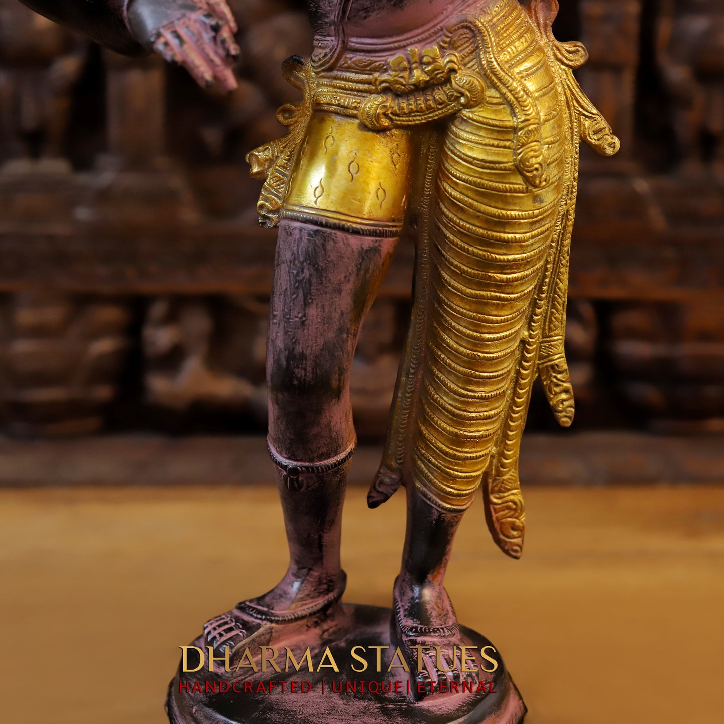 Brass Ardhanarishvara, Black-Golden Finish with Purple Hues , 23.5"